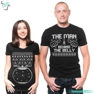 Jingle Belly And The Man Behind The Belly Couples Christmas Pregnancy Shirts