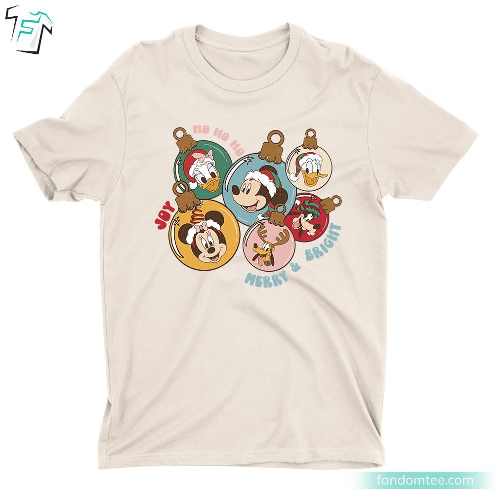 Vintage Mickey Mouse And Friends Shirt - Ho Ho Ho Joy Mery & Bright