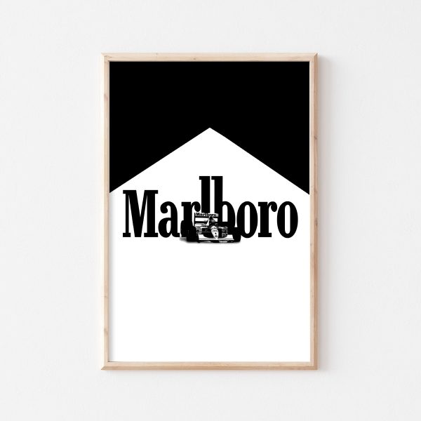 Black And White Marlboro F1 Poster Formula 1 Wall Art Motorsport Print