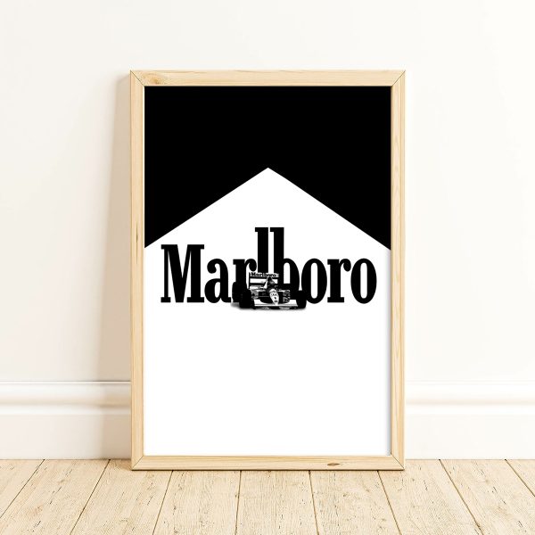 Black And White Marlboro F1 Poster Formula 1 Wall Art Motorsport Print