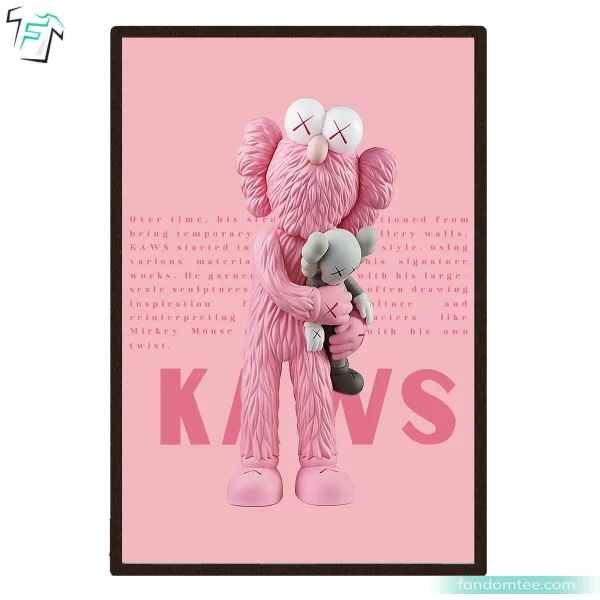 Vintage Pink Kaws Poster HypeBeast Figure Modern Wall Art for Home Decor