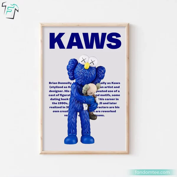 Trending Blue Kaws Poster HypeBeast Figure Modern Unframed Wall Art for Home Decor