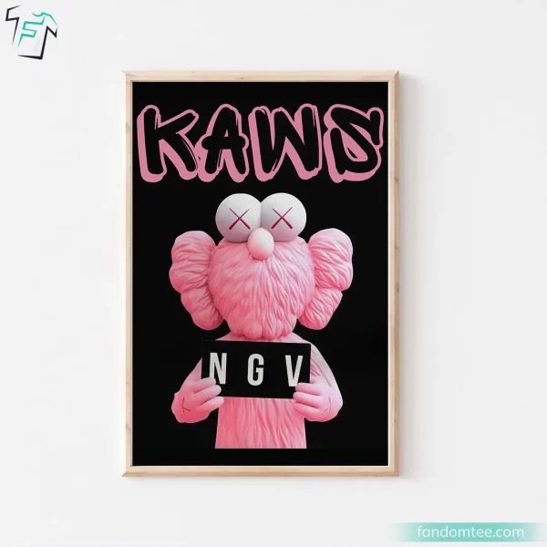 Vintage Pink Kaws Poster HypeBeast Figure Modern Wall Art for Home Decor