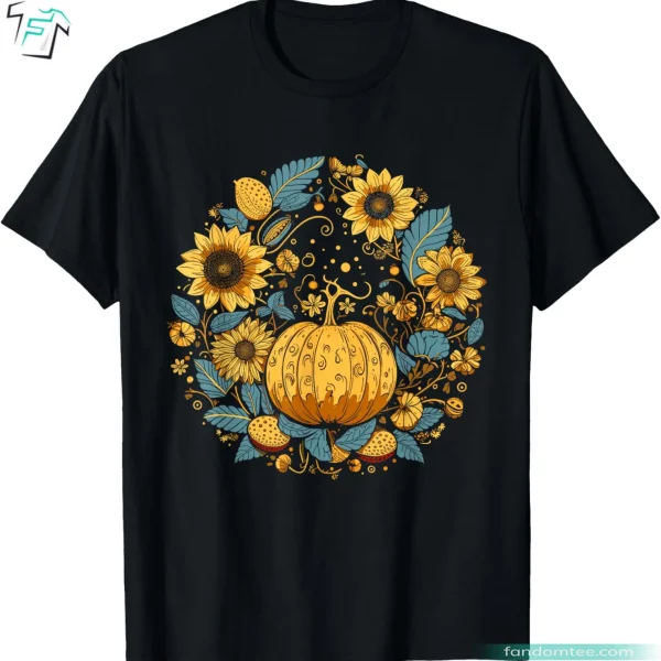 Cottagecore Sunflowers Pumpkin Fall Shirt Cute Retro Fall Vibes Tee