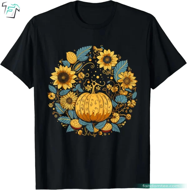 Cottagecore Sunflowers Pumpkin Fall Shirt Cute Retro Fall Vibes Tee