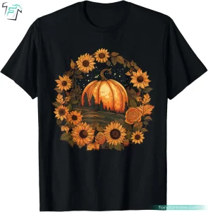 Cottagecore Sunflowers Pumpkin Fall Shirt Retro Fall Vibes Tee