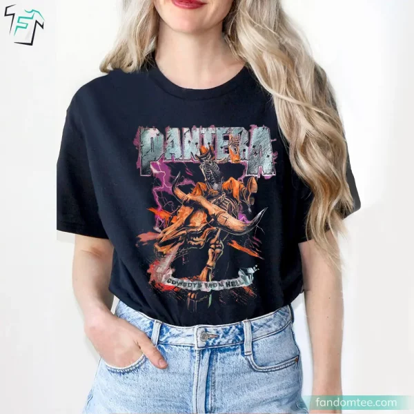 Cowboys From Hell Riding Skeleton Pantera Band Shirt