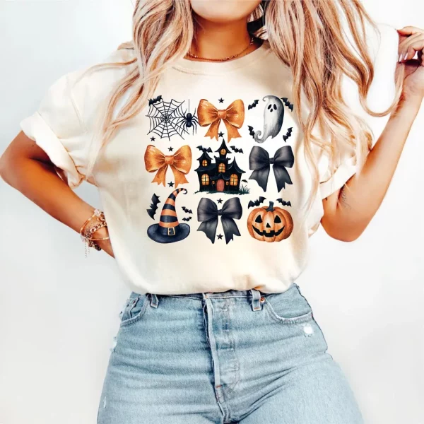 Cute Coquette Halloween Pumpkin Shirt Funny Halloween Things Tee