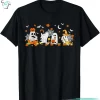 Cute Ghost Drinking Coffee & Reading Books Fall Ghost T Shirt Halloween