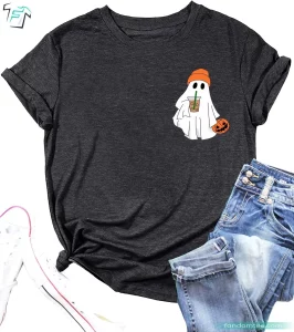 Cute Ghost with Ice Coffee Funny Halloween Ghost Shirt