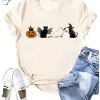 Funny Halloween Cat Shirt for Cat Lover Gift Spooky Cat Short Sleeve Tee 3