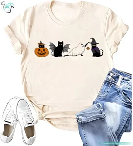 Funny Halloween Cat Shirt for Cat Lover Gift Spooky Cat Short Sleeve Tee 3