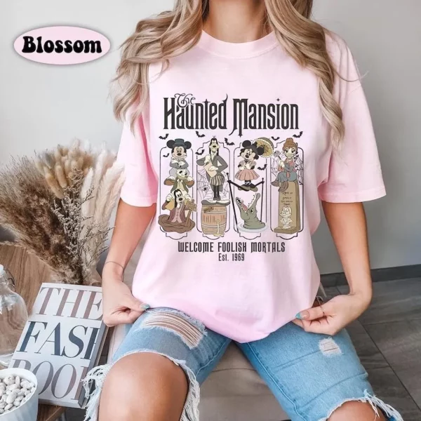 Funny Horror Characters Haunted Mansion Disney Halloween Tee Shirt