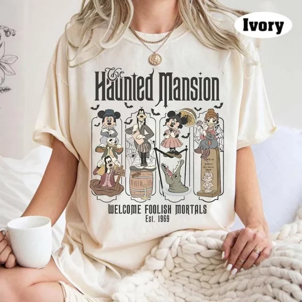 Funny Horror Characters Haunted Mansion Disney Halloween Tee Shirt