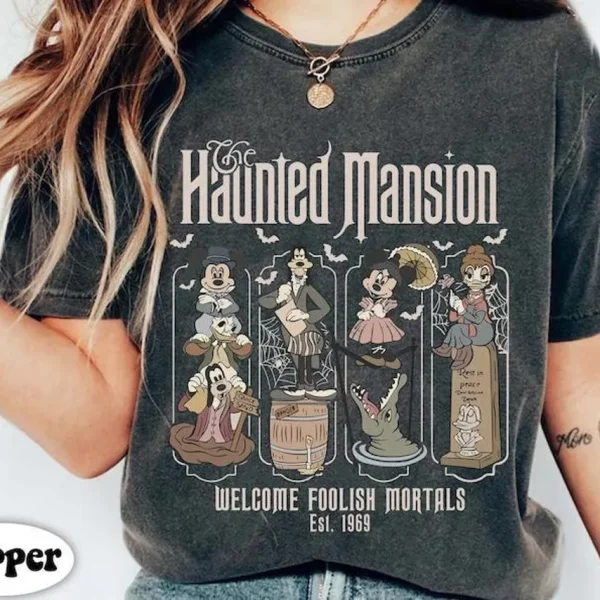 Funny Horror Characters Haunted Mansion Disney Halloween Tee Shirt