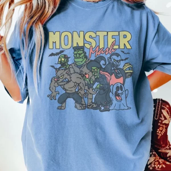 Horror Movie Shirts Funny Halloween Characters Monster Mask Tee