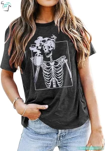 Funny Hot Coffee Halloween Skeleton Shirt