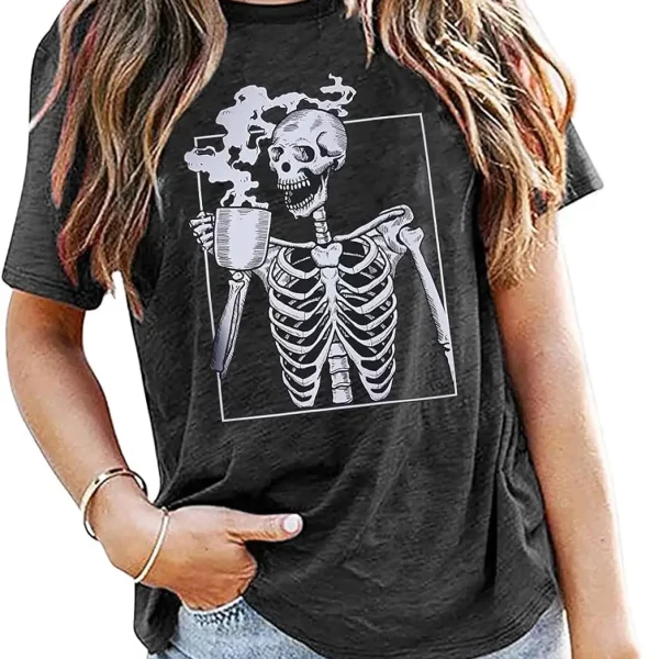 Funny Hot Coffee Halloween Skeleton Shirt