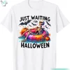 Funny Just Waiting For Halloween Tee for Mens Skeleton Shirt