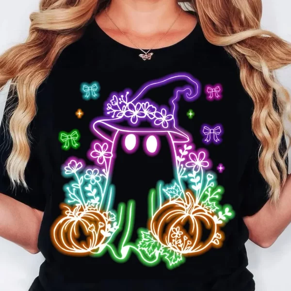 Funny Neon Halloween Ghost Shirt Funny Halloween Tee