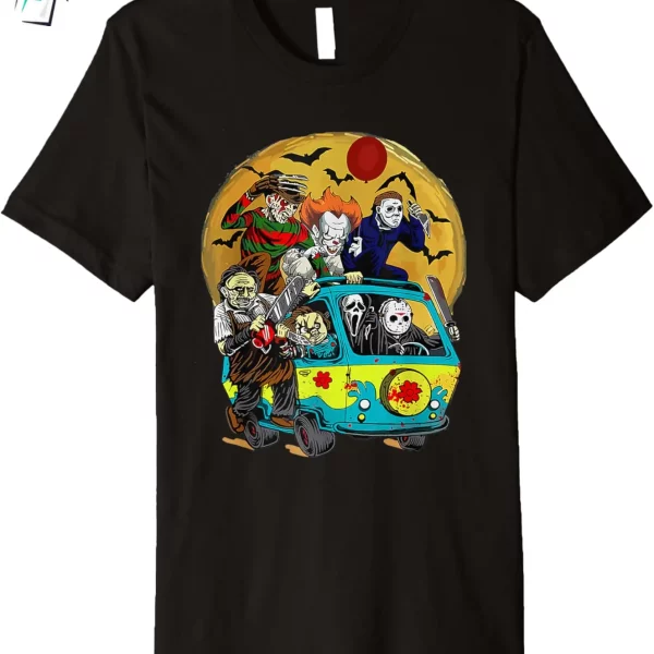 Funny Scary Halloween Friends Shirt Funny Horror Characters Graphic Tee