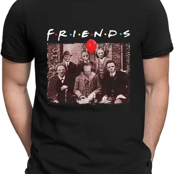 Funny Vintage Scary Halloween Friends Shirt Funny Horror Characters Graphic Tee