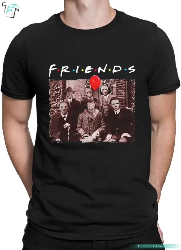 Funny Vintage Scary Halloween Friends Shirt Funny Horror Characters Graphic Tee