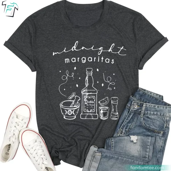 Funny Women Midnight Margaritas Halloween Witch Shirt