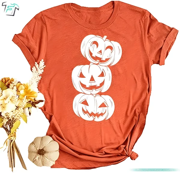 Funny Womens Fall Pumpkin Halloween Jack O Lantern Shirt