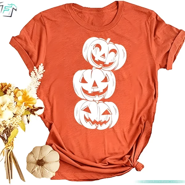 Funny Womens Fall Pumpkin Halloween Jack O Lantern Shirt