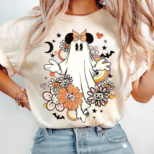 Ghost Pumpkin Horror Minnie Mouse Halloween Shirt Funny Spooky Halloween Tee