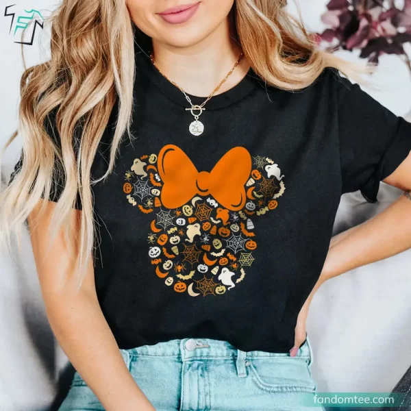 Ghosts Pumpkin Spiders Spooky Horror Disney Minnie Mouse Halloween Shirt