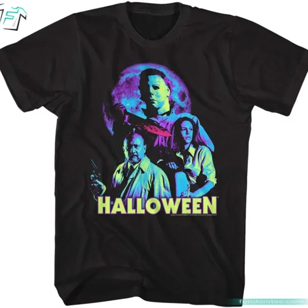 Halloween Neon Moon Michael Myers Horror Movies Shirt