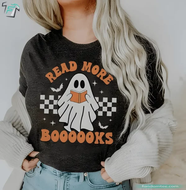 Halloween Read More Books Ghost Boo Shirt Funny Spooky Teacher