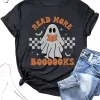 Halloween Read More Books Ghost Boo Shirt Funny Spooky Teacher 3