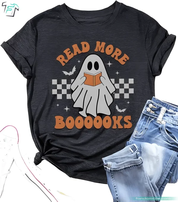 Halloween Read More Books Ghost Boo Shirt Funny Spooky Teacher