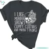 Halloween Skeleton Shirt Funny I Like Murder Shows Comfy Clothes and Maybe 3 People Tee 3