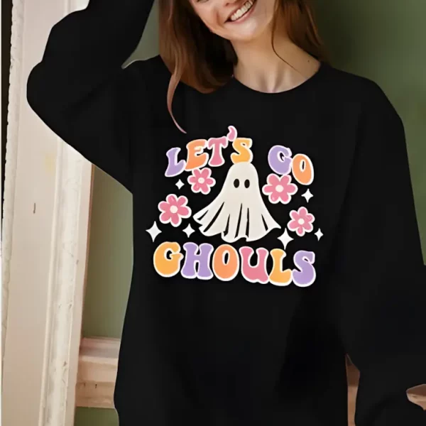 Halloween Spooky Sweatshirt Funny Lets Go Ghouls Shirt