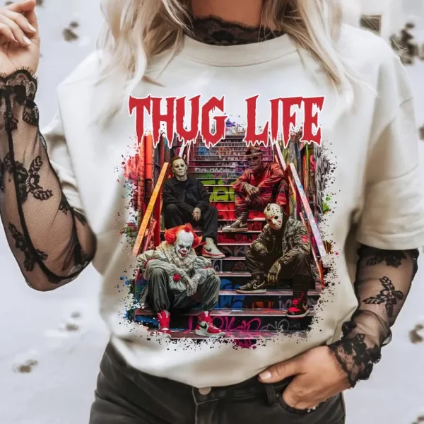 Vintage Scary Halloween THUG LIFE Horror Movies Shirt