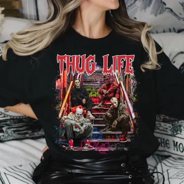 Vintage Scary Halloween THUG LIFE Horror Movies Shirt