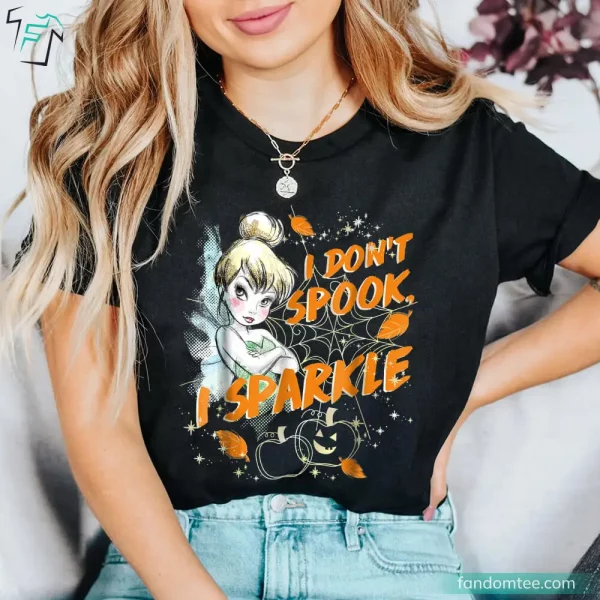 I don’t Spook I Sparkle Funny Halloween Web Spiders Pumpkin Peter Pan Shirt