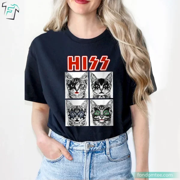 KISS Band Shirt Funny Retro Cat Rock Music Concert Band Men Kids Women