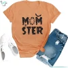 Monster Momster T Shirt Funny Halloween Spider Bat Graphic Tee 3