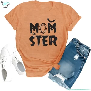 Monster Momster T Shirt Funny Halloween Spider Bat Graphic Tee 3