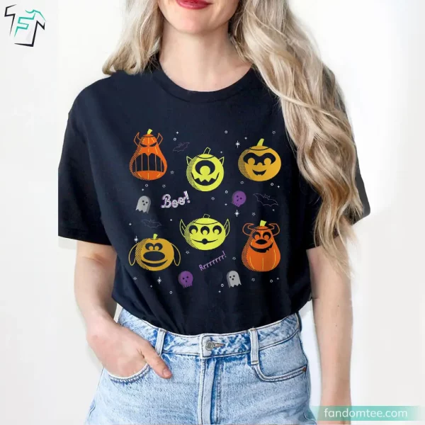 Multi Franchise Horror Characters Disney Halloween Tee Shirt