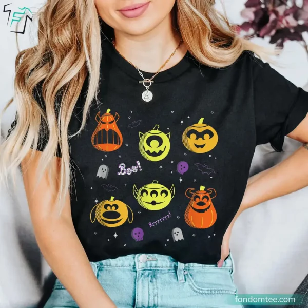 Multi Franchise Horror Characters Disney Halloween Tee Shirt