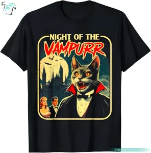 Night of the Vampurr Funny Halloween Cat Shirt