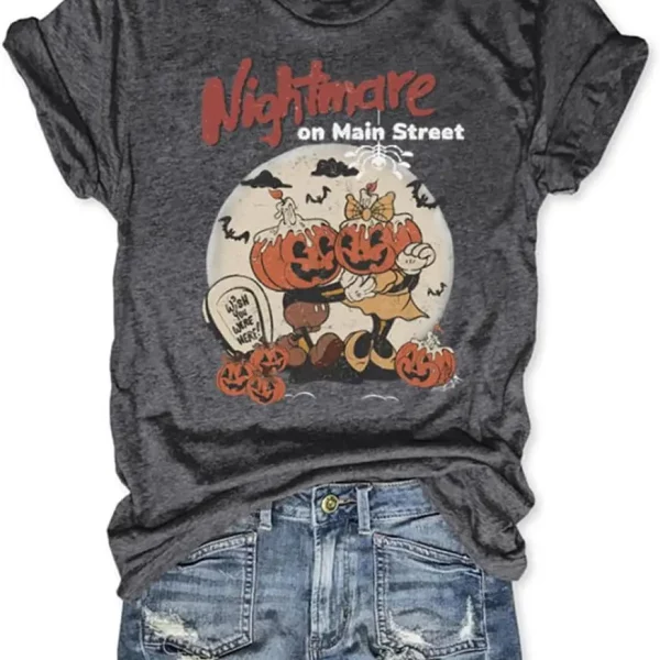 Nightmare on Main Street Disney Shirt Funny Vintage Scary Pumpkin Halloween Tee