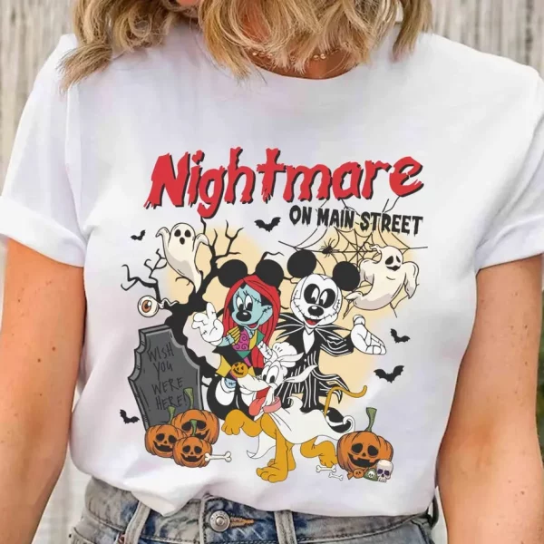 Nightmare on Main Street Mickey Mouse Halloween Shirt Funny Vintage Scary Disney Tee