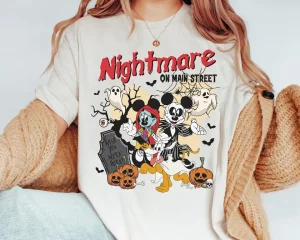 Nightmare on main Street Mickey Mouse Halloween Shirt Funny Vintage Scary Disney Tee 3